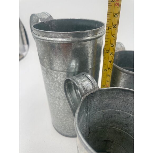 Vintage Galvanized Metal Pitchers Mugs Set  Rustic Farmhouse Decor  Collectible - Picture 6 of 9